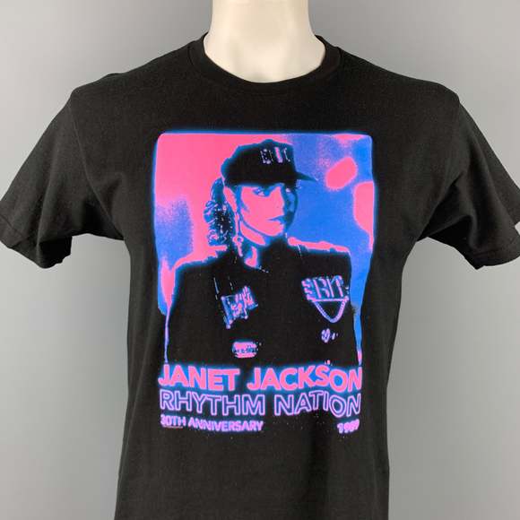 MISCELANEOUS Size L Black & Pink Graphic Cotton Crew-Neck T-shirt - Picture 2 of 4